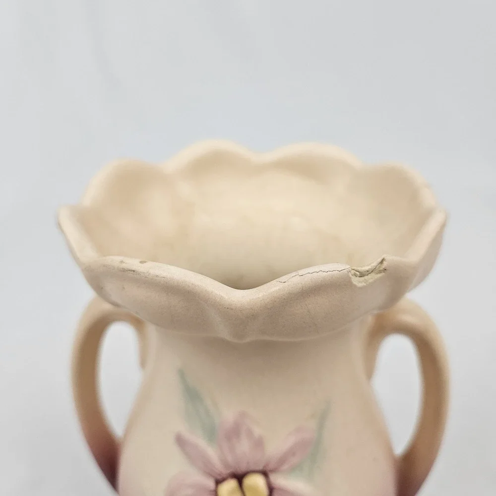Hull Pottery Vase Iris 407-7 Double Handle Vintage Victorian Art Nouveau 1940's